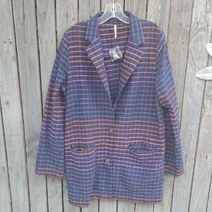Free People Multicolor Plaid Blazer
